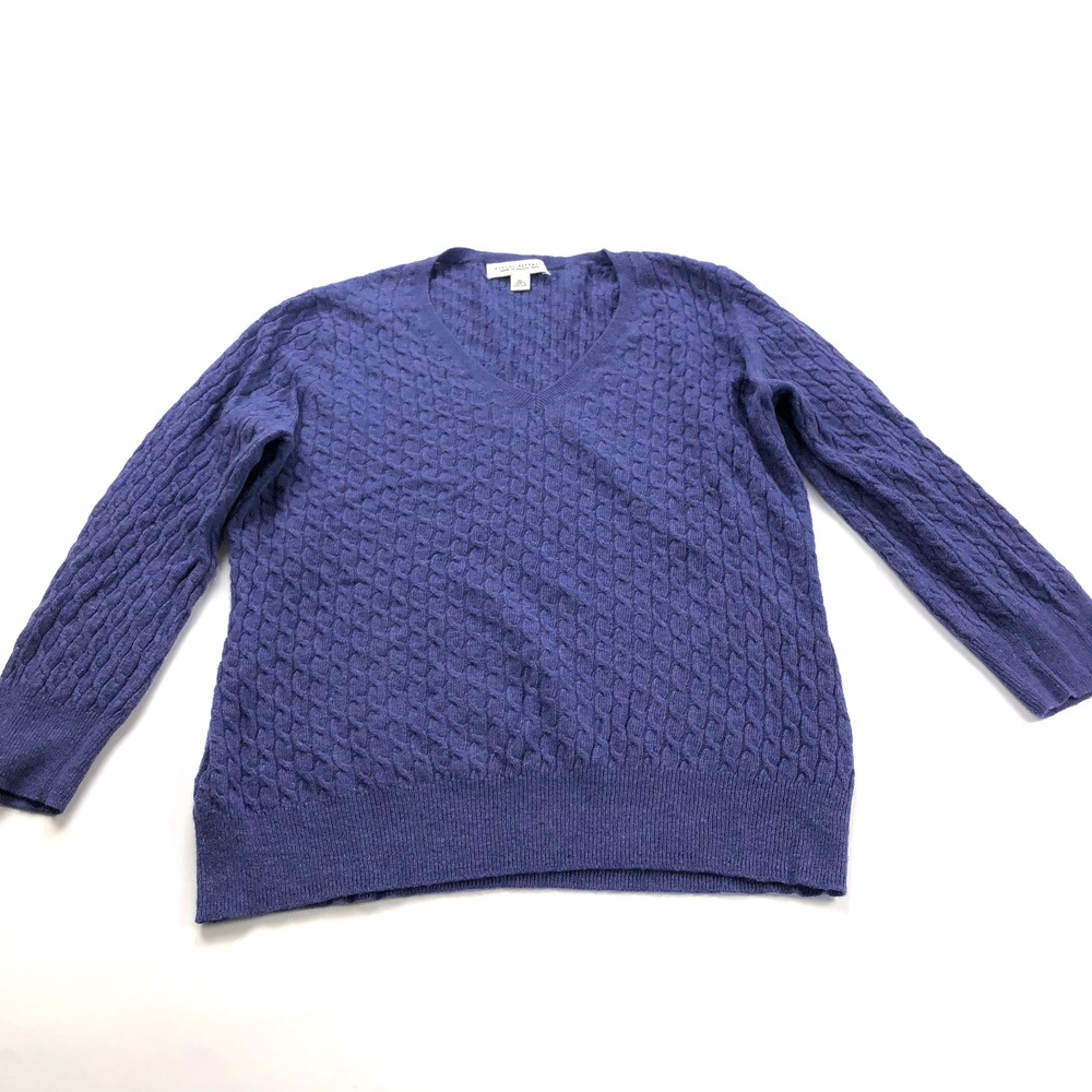 Banana Republic XL Wool Cashmere Knit V-Neck Pullover Sweater Purple